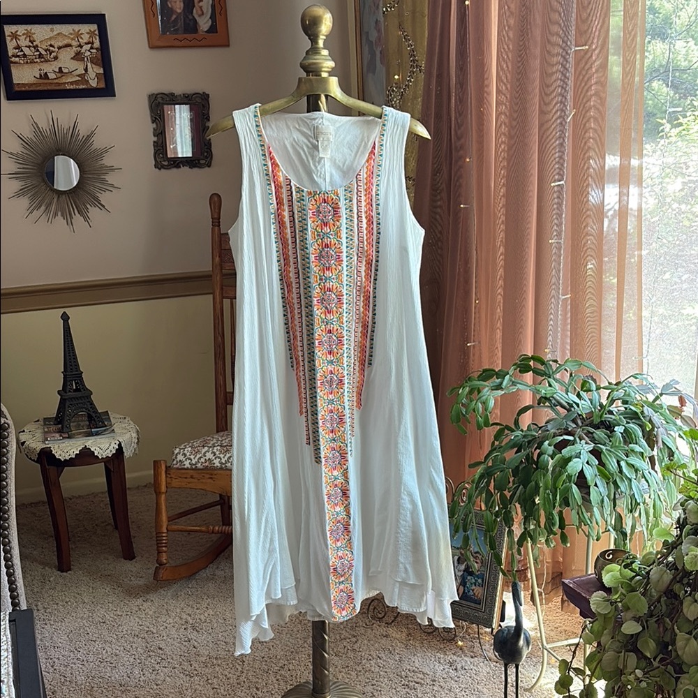 Chico's Orange Green Sleeveless Sundress